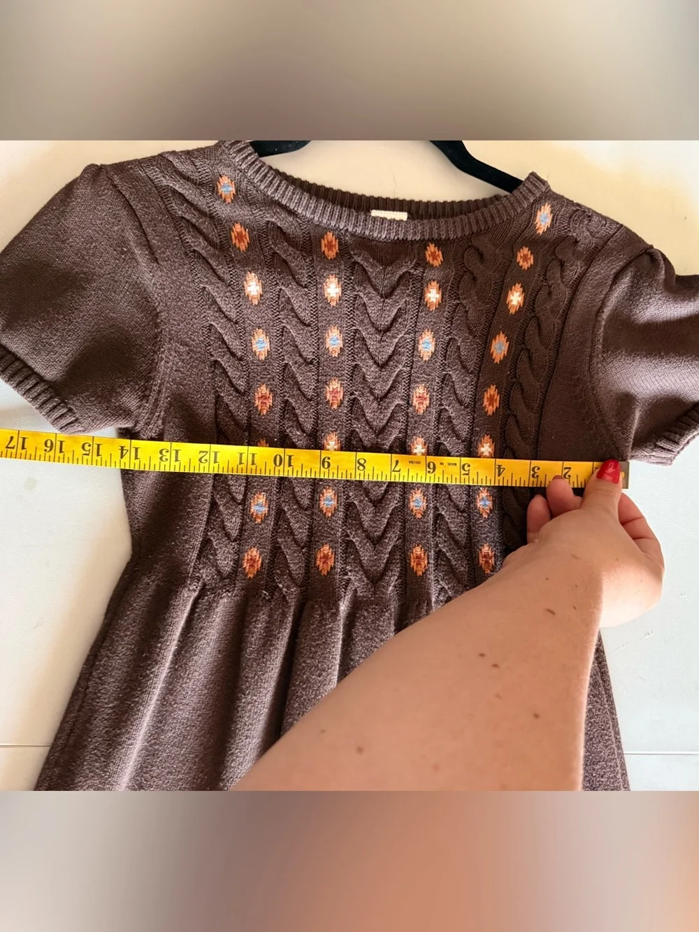 Girls Intarsia Bear Sweater Dress - Montana Mountain - Brown.  Size 12